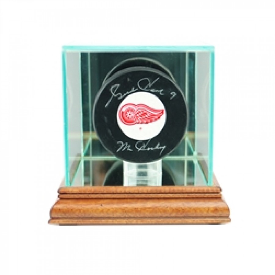 Deluxe real glass hockey puck display